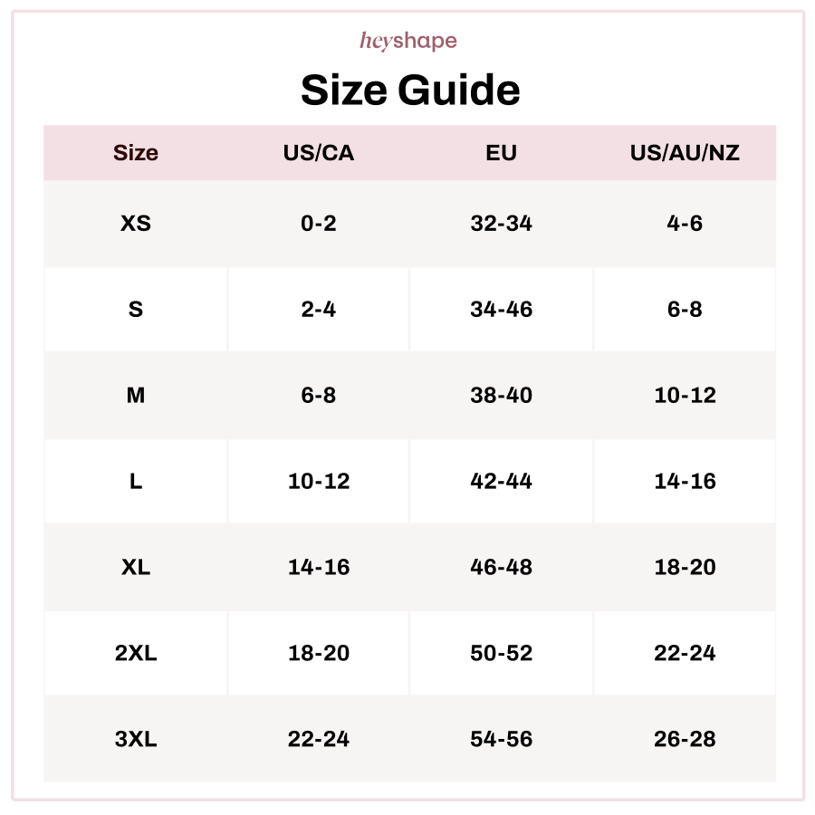 HeyShape Size Guide